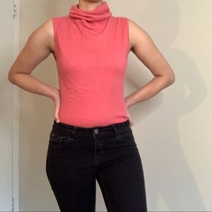 Cashmere Ann Taylor Pink Sleeveless Turtleneck